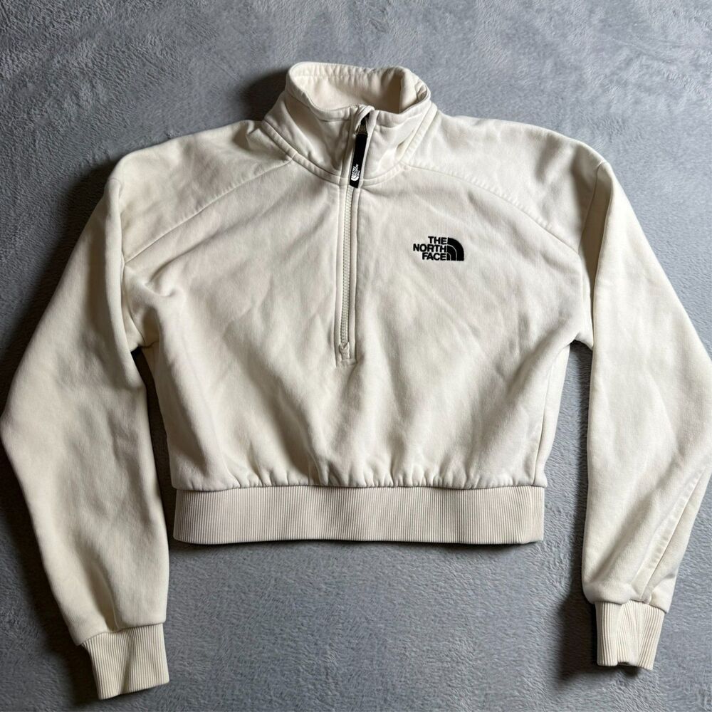 The North Face Jacket Womens Medium White Cropped Pullover 1/2 Zip Fleece